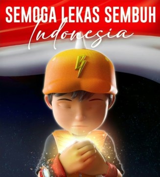 Ilustrasi animasi Malaysia Boboiboy turut doakan Indonesia lekas sembuh. [X-Twitter]